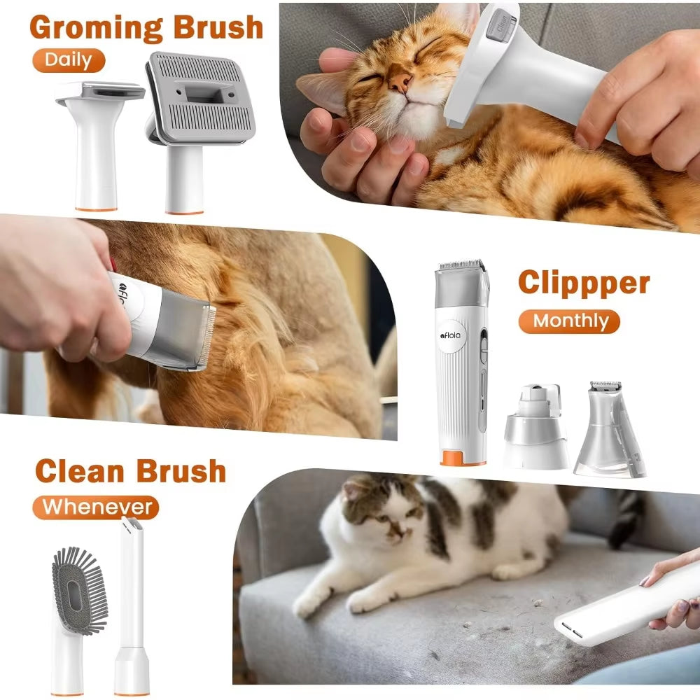 Dog Grooming Kit, Vacuum & Dog Clippers Nail Trimmer Grinder & Dog Brush for Shedding with 7 Pet Grooming Tools, Low Noise