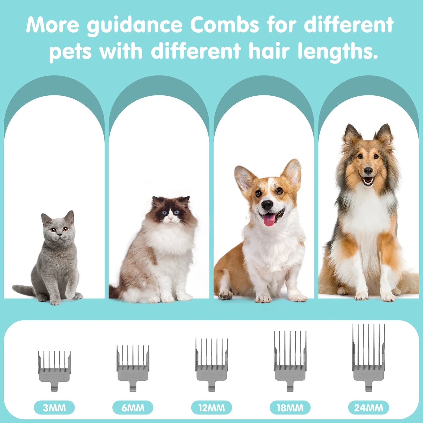 6-in-1 Pet Grooming Vacuum Kit – Low Noise Dog Clippers with 99% Hair Suction for Effortless Grooming of Dogs and Cats