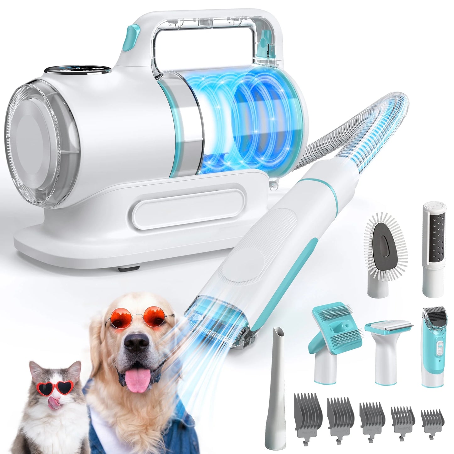 6-in-1 Pet Grooming Vacuum Kit – Low Noise Dog Clippers with 99% Hair Suction for Effortless Grooming of Dogs and Cats