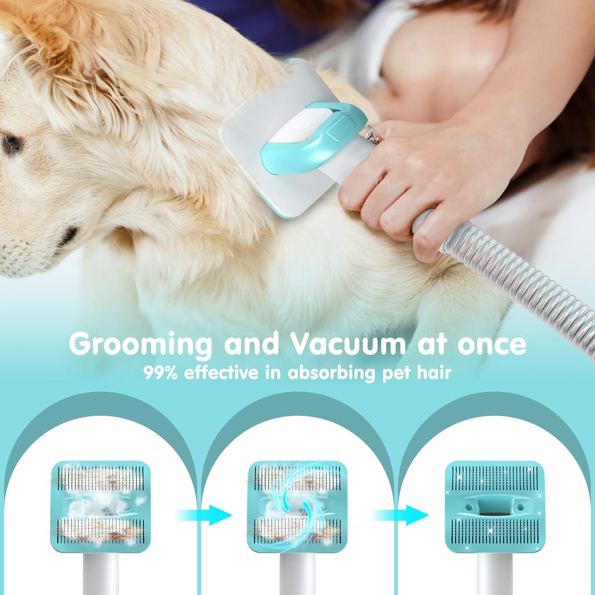 6-in-1 Pet Grooming Vacuum Kit – Low Noise Dog Clippers with 99% Hair Suction for Effortless Grooming of Dogs and Cats